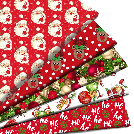 Christmas Santa Claus Deer Printed Polyester Pure Cotton Material By the Meter Patchwork Tissue Sewing Quilting Needlework