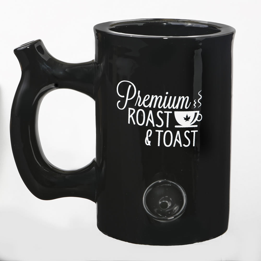 Premium pipe Mug - shiny black with White print