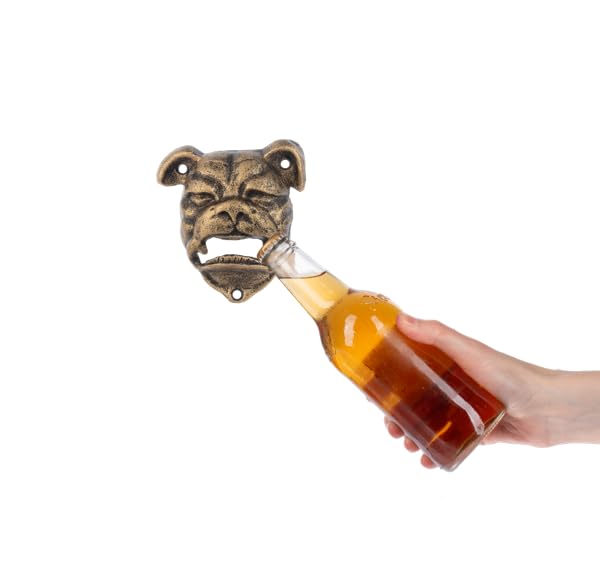cast iron bulldog wall mounted bottle opener vintage rustic bottle opener (tan)