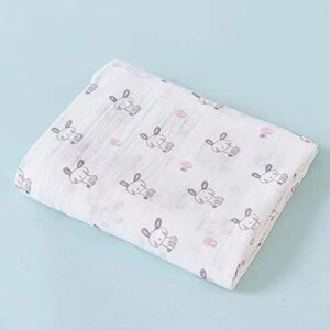muslin gauze swaddle blanket 100% cotton 110 x 110 cm, mushroom rabbit