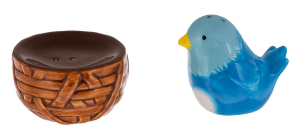 perfectly shaped salt & pepper shaker sets (stacking salt & pepper shakers blue bird and nest (8.3cm))