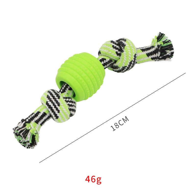 Dog Bite-Resistant Rope Toy with Rubber Ball Knots Set of 3, Deeper Colors - Image 5
