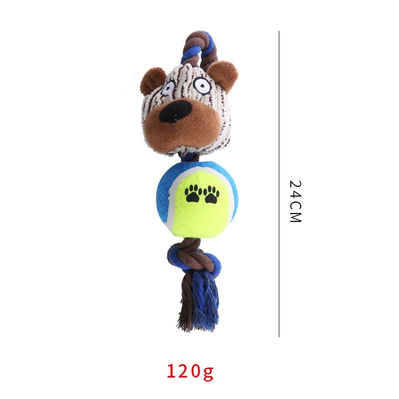 cartoon animal plush dog chew toy with rope ball (lil bear) cartoon animal plush dog chew toy with rope ball (lil bear)