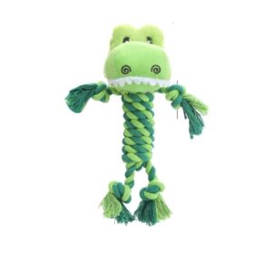 animal head strong chewing rope dog chew toy, crocodile