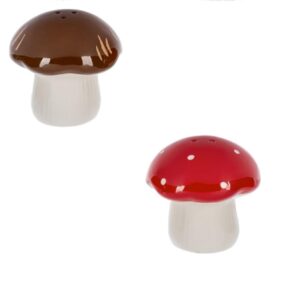 ganz er73082 fairytale woodland mushrooms 3.5 x 3.5 x 3.25 inches each dolomite ceramic collectible tabletop salt & pepper shaker figurines, home kitchen décor, 2 piece set