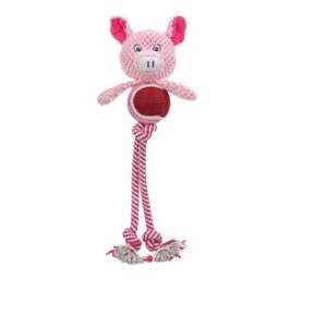 animal head strong chewing rope dog chew toy, pig
