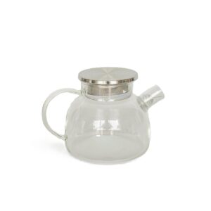 high boron heat resistant glass teapot with lid 1 liter bamboo&steel lid