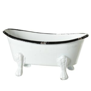 black and white bathtub enamelware soap or scrubby holder 5.5 inches