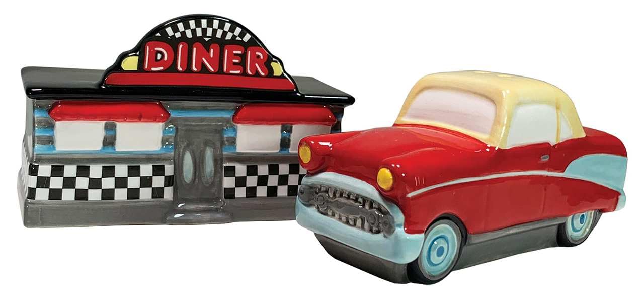exquisite novelty salt & pepper set by streamline imagined (s & p set diner & hot rod) exquisite novelty salt & pepper set by streamline imagined (s & p set diner & hot rod)