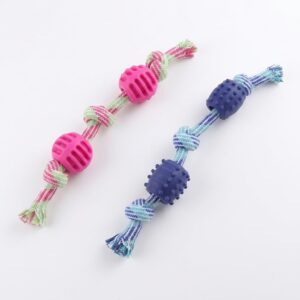 aggressive chewer dog rope toy with double rope ball knots set of 2