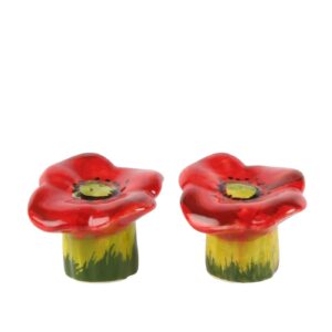 ceramic poppy salt and pepper shakers set, 3x3x3 in