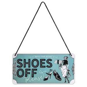 nostalgic art retro hanging shoes off – warning sign as gift idea, 10 x 20 cm, colourful