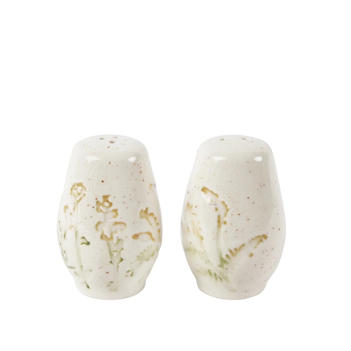 ceramic embossed floral salt and pepper shakers set