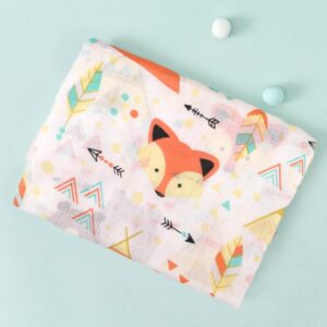muslin gauze swaddle blanket 100% cotton 110 x 110 cm, arrowhead fox