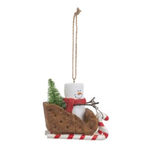 ganz s'mores graham cracker sled christmas tree ornament 3 inch multicolor