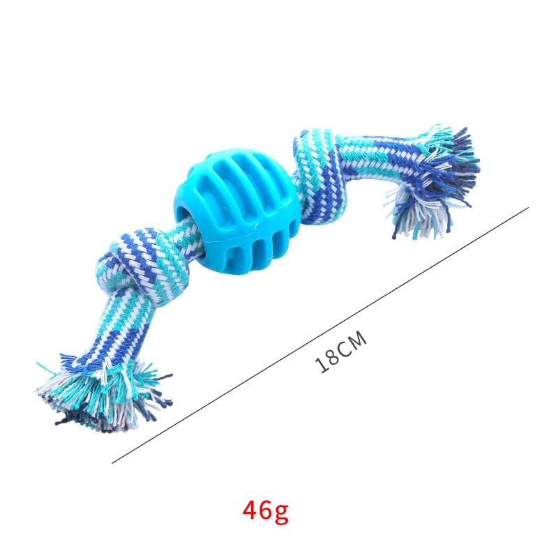 Dog Bite-Resistant Rope Toy with Rubber Ball Knots Set of 3, Deeper Colors - Image 4