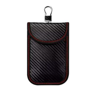 carbon fibre rfid signal blocking car key fob pouch, 14x10cm