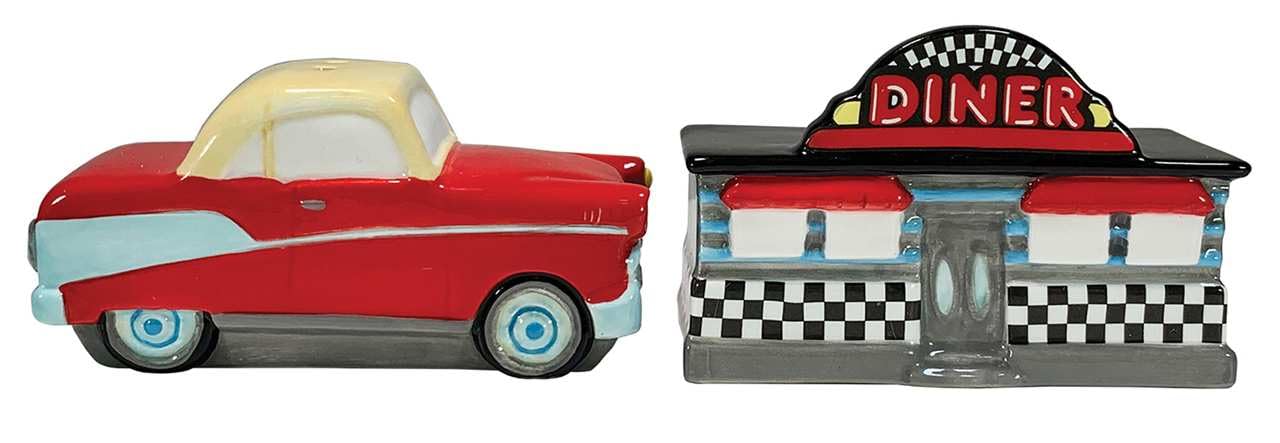exquisite novelty salt & pepper set by streamline imagined (s & p set diner & hot rod) exquisite novelty salt & pepper set by streamline imagined (s & p set diner & hot rod)