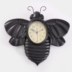 black bee wall clock vintage farmhouse style, 30 x 28 cm