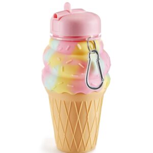 collapsible water bottle drinking cup leak proof school lunch mug shockproof squeezable ice cream shaped water bottle