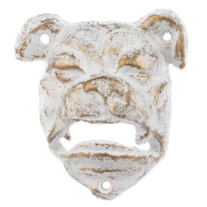 cast iron bulldog wall mounted bottle opener vintage rustic bottle opener (white)