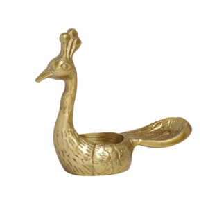 Torre & Tagus Peacock Gold Nickel Plated Aluminum Tealight Holder