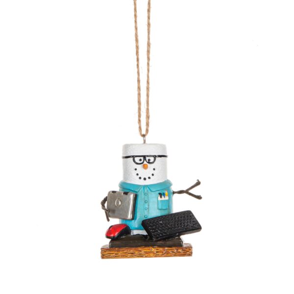 ganz smores it worker snowman plastic holiday christmas ornament