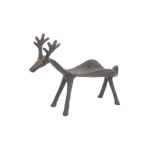 ganz midwest festive holiday décor brushed silver tone 11.5 x 7 inch iron christmas tabletop figurine wine bottle holder, reindeer