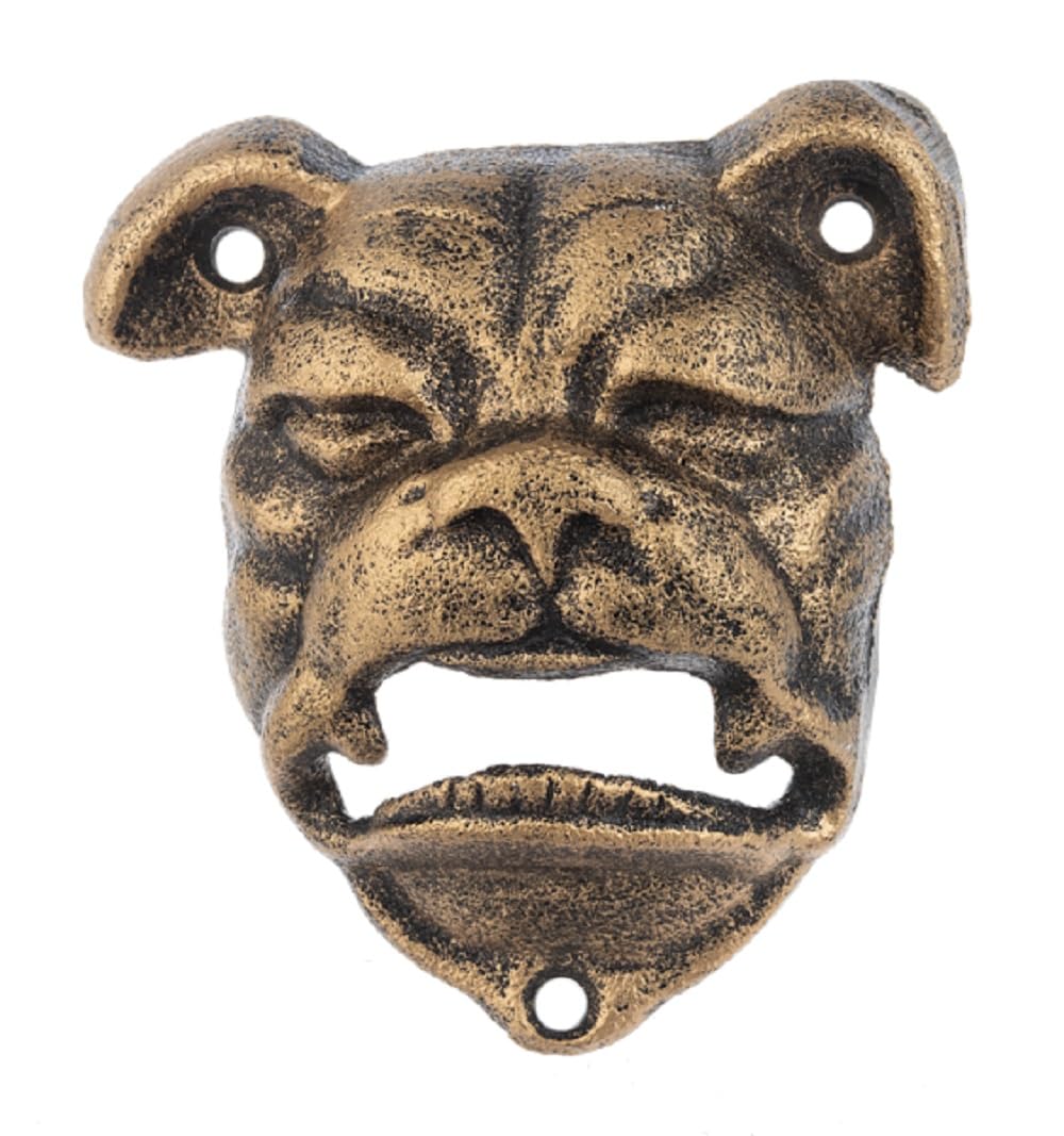 cast iron bulldog wall mounted bottle opener vintage rustic bottle opener (tan)