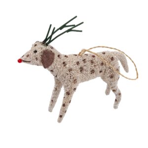 Red Nose Reindeer Buri Fibre Christmas Tree Ornament