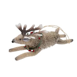 reindeer with wreath christmas ornament, buri fiber