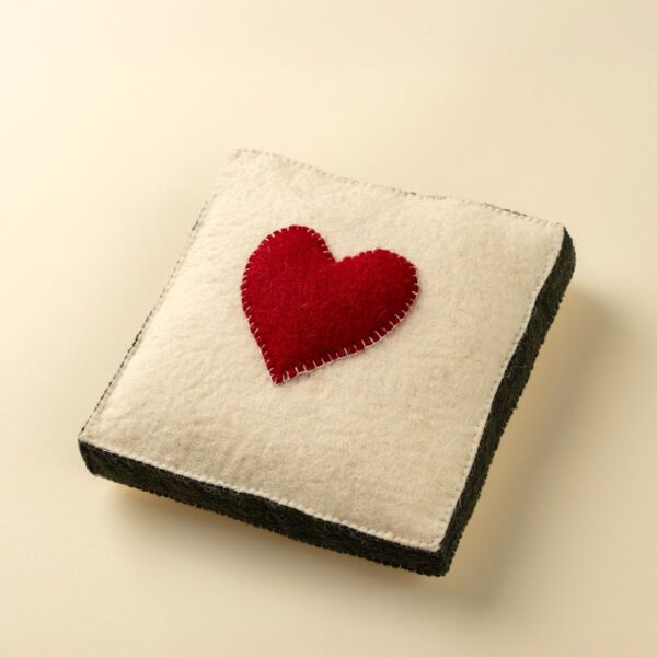 Red Heart Felt Wall Plaque, Handcrafted Wool Accent 7in