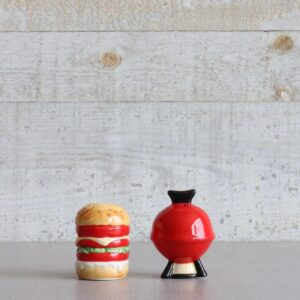 bbq ceramic salt and pepper shaker set with hand painted details