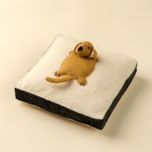 Dog Felt Wall Plaque Handcrafted Kids Room Decor 7x7in