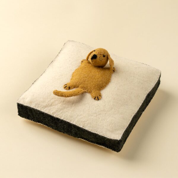 Dog Felt Wall Plaque Handcrafted Kids Room Decor 7x7in