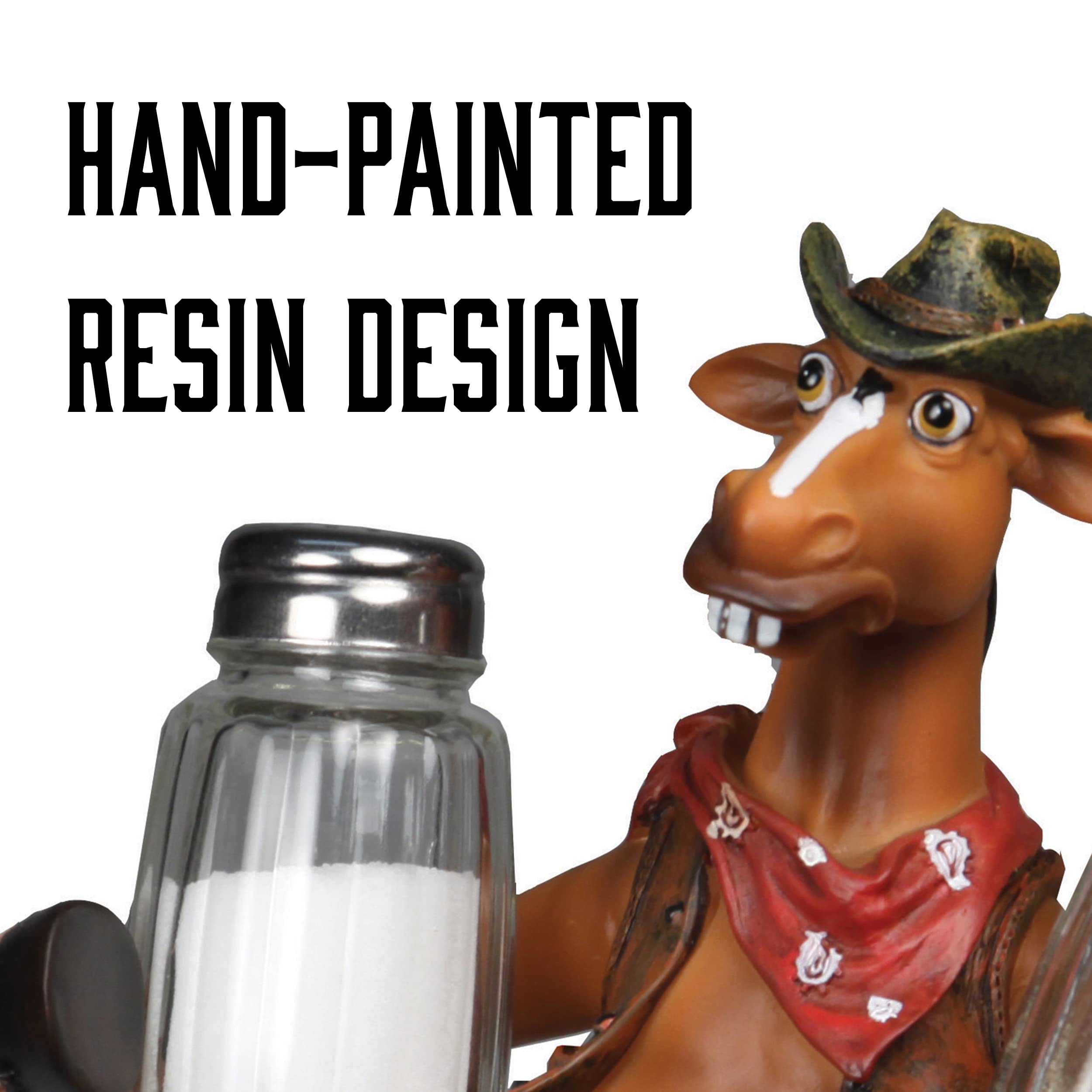 river's edge hand painted poly resin salt and pepper shaker set (horse wearing boots) river's edge hand painted poly resin salt and pepper shaker set (horse wearing boots)