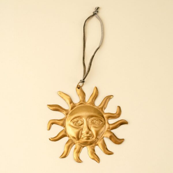 sun milagro holiday ornament handcrafted iron antique gold