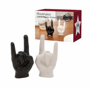 winkee rocks rock hand salt & pepper shaker | the rocking spice shaker in metal hand look | ceramic salt and pepper shakers | decorative kitchen | gift for christmas, wedding anniversary, birthday
