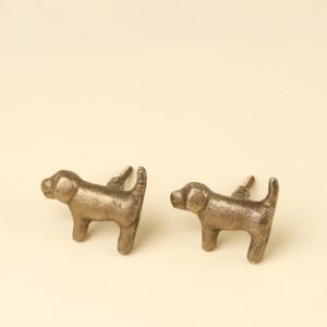 Beagle Dog Iron Cabinet Knobs Antique Brass Set of 2