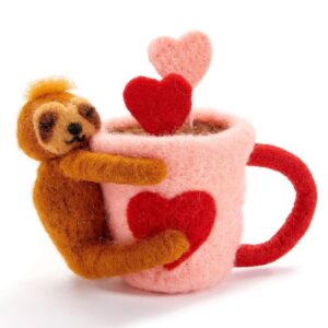 soft beautiful love plush decors by giftcraft (6 inches wool tea sloth)