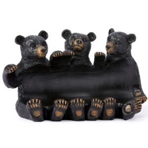 black bears wine holder rustic polyresin figurine