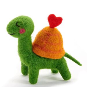 soft beautiful love plush decors by giftcraft (4 inches wool heart turtle)