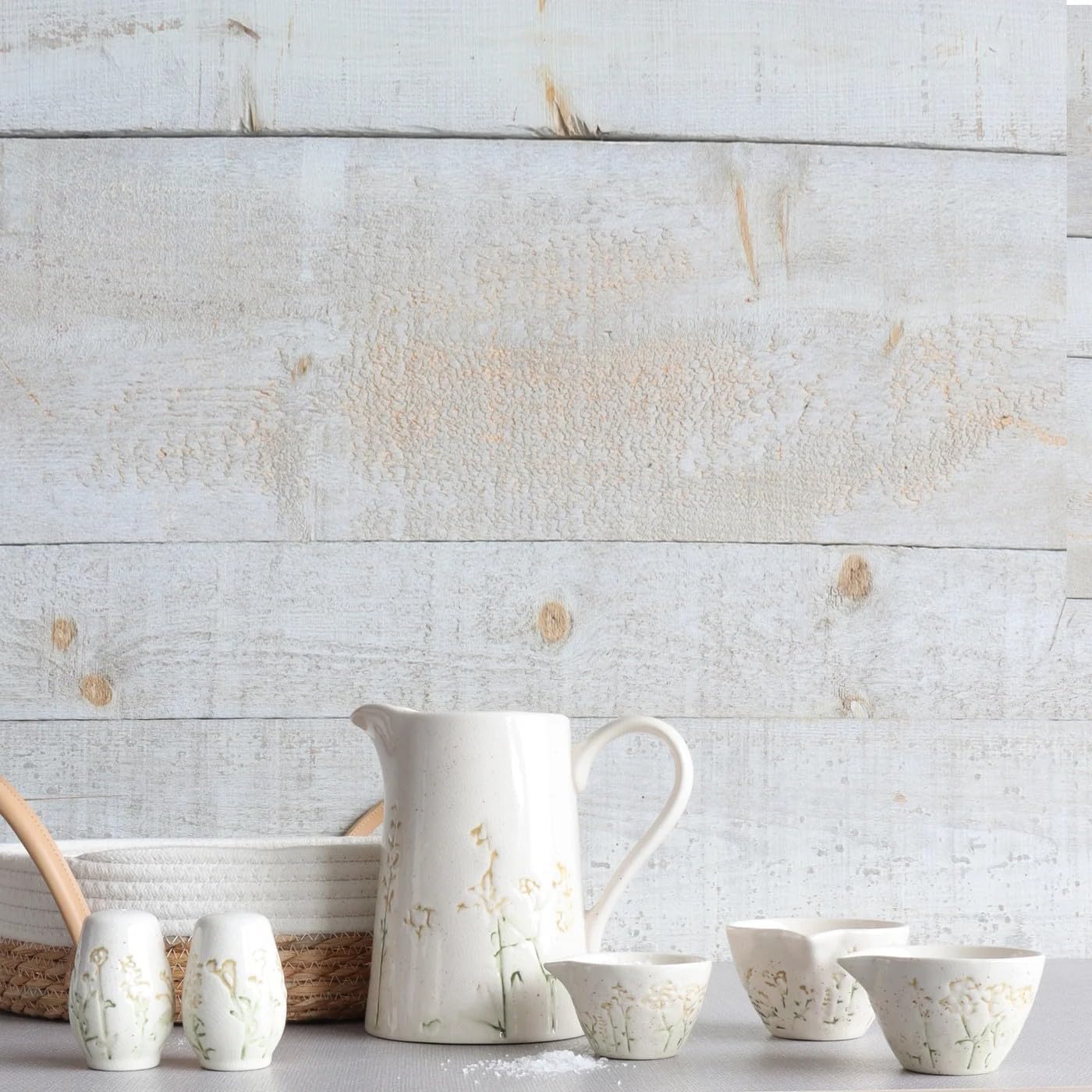 ceramic embossed floral salt and pepper shakers set