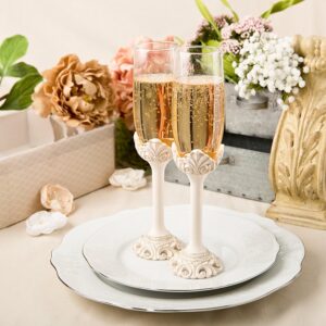 fashioncraft baroque design antique ivory set of toasting flutes, ivory
