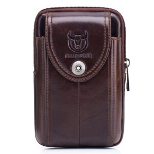 BULLCAPATIN Real Leather Vertical Smartphone Holster Belt Pouch Carrying Case Pouch with Magnetic Closure for iPhone 7 Plus / 7S Plus / 8 Plus 5.5'' YB-1