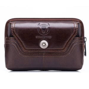 bull captain cellphone pouch genuine leather vertical men belt loop holster waist bag wallet with a clip men's purse carrying case brown for iphone 8 plus 7 plus yb 004