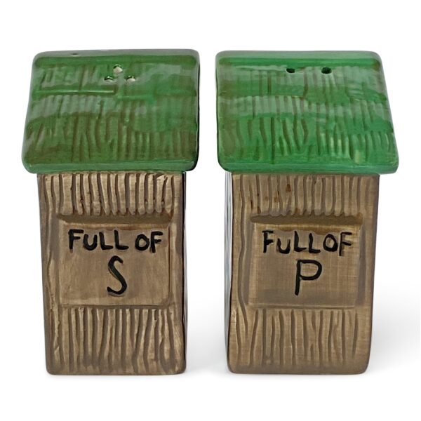 river's edge 530 ceramic out house shaped salt and pepper shakers