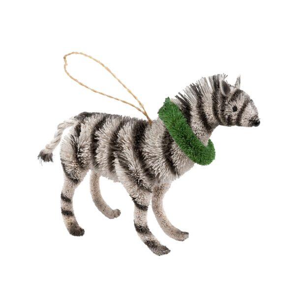 Zebra with Wreath Buri Fibre Christmas Ornament