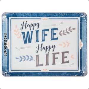 CRAFTY CAPERS 20cm Happy Wife Happy Life Nostalgic Art Metal Sign | Retro Gift Item